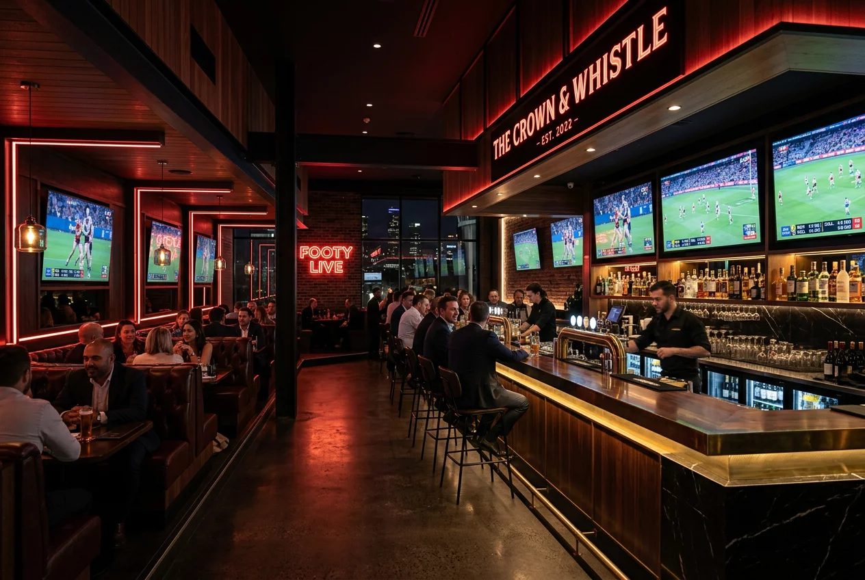 Lively Australian sports bar atmosphere